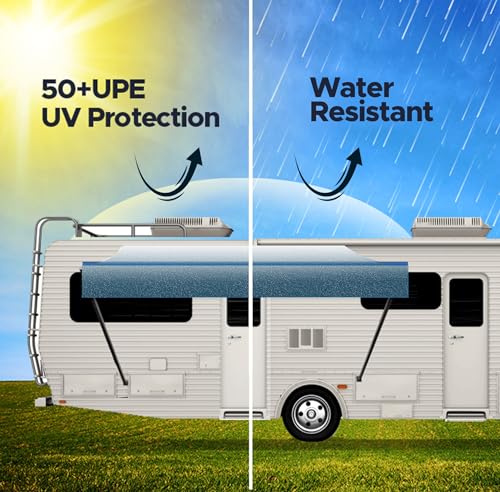 SunWave RV Awning Fabric Replacement | Premium Vinyl Canopy | Awning Replacement (16', Ocean Blue Fade)