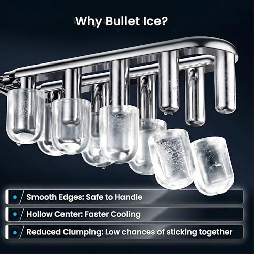 Image of Kilig H01BS WiFi Ice Maker Machine Countertop, 9 Bullet Ice Cubes in 6 Minutes, Portable Ice Maker with Self-Cleaning, Scoop Basket for Home Kitchen Office Party, Black
