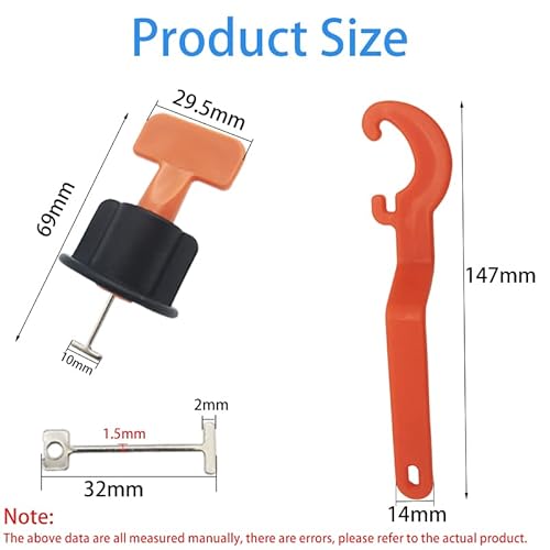CESFONJER Fliesen Nivelliersystem Kit, 20Pcs Wiederverwendbar Fliesenausgleicher, mit 2 Pcs Spezial-Schraubenschlüssel and 20 Pcs Stahlnadel, für Wand und Boden Fliesen