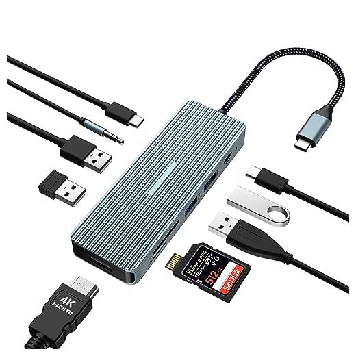 Oditton 10 in 1 USB C Docking Station, Adapter with 4K HDMI, 2 x USB 3.0 Ports, USB-C 3.0, 2 x USB 2.0, 100W PD Charging, SD/TF, 3.5mm Audio Jack for Laptop, iPad