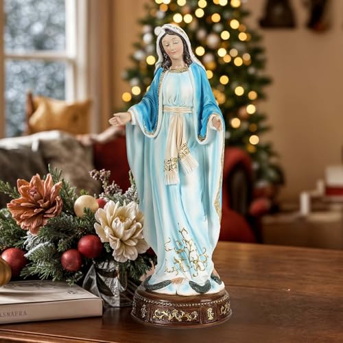 Estatua Virgen María Blanca con Azul 11.8 pulgadas