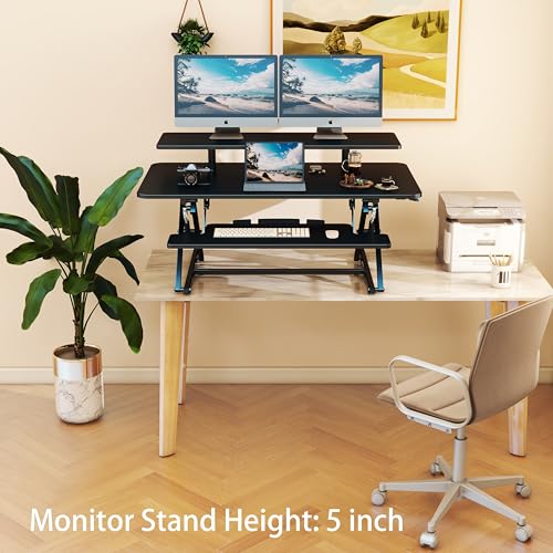 Lubvlook 42 Inch Standing Desk Converter, Height Adjustable Sit Stand Desk Riser thumb #4