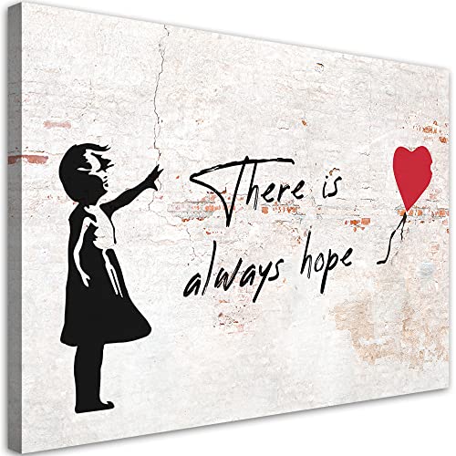 Feeby Cuadro En Lienzo 120x80 Cm Banksy Niña Con Globo 1 Pieza Impresión En Material Tejido No Tejido Modernos Artística Imagen Decoración De Pared Salon Dormitorio Street Art Colorido