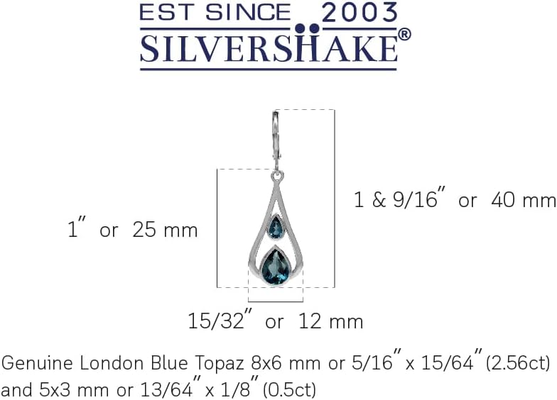 Silvershake Pear Shape Gemstone 925 Sterling Silver Geometric Drop Dangle Leverback Earrings Jewelry for Women - Image 2