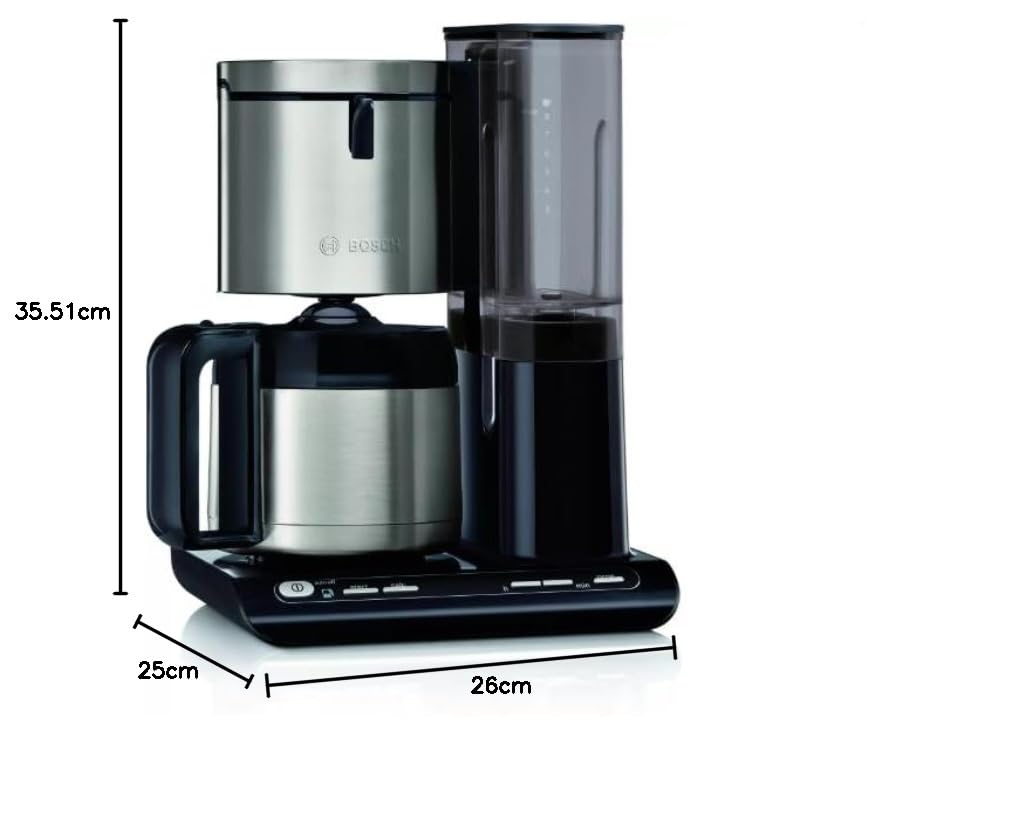 Bosch Styline TKA8A683 przelewowy ekspres do kawy, czujnik aromatu, dzbanek termiczny ze stali nierdzewnej 1,1 l, na 8-12 filiżanek, automatyczne wyłączanie, system odkamieniania, blokada kapania,