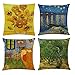 Cekell Funda de Almohada de Arte Abstracto de Van Gogh, Funda de cojín de Lino de 4 Piezas, Funda de Almohada Decorativa para el hogar y el Coche, 45cm x 45cm, Funda de cojín para sofá, colchón