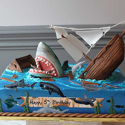 Higherbros Sharks Figures Sea Animals Whale Toys Set Ocean Animal Action Figures, Great For Kids Bath Toys, Beach Toys, Cake Topper And Party Favors, Gifts, Prizes, Rewards (12 Pcs) #TOP2