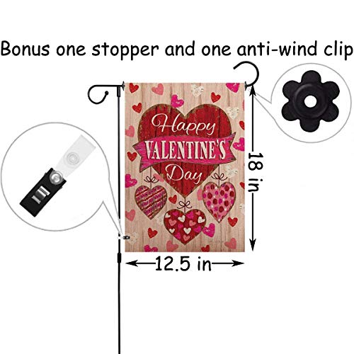 Valentine's Day Garden Flag Red Love Heart Valentines Mini Flag Double Sided Holiday Decorative Garden Yard Sign For Indoor And Outdoor Valentine Party Supplies 12 X 18 Inches #TOP5
