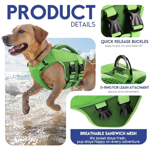 ASENKU Schwimmweste Hund Groß XXL,Verstellbar & Ripstop Hundeschwimmweste,Rettungsweste für Hunde mit Griff und Reflektierend, Hunde Schwimmweste für Chihuahua,Dackel,Französische Bulldogge, Labrador