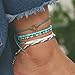 Yalice Boho Layered Turquoise Anklets Wave Rope Ankle Bracelet Beach Foot Chain for Women and Girls (Blue)