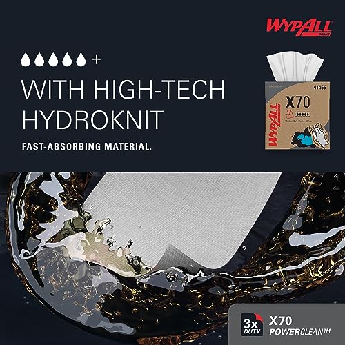 Image of WypAll X70 Extended Use Reusable Cloths (41455), POP-UP Box, Long Lasting Performance, White (10 boxes of 100 wipes)