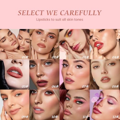Image of 12 Colors Matte Lip Liner Pencil - Long Lasting Waterproof Lip Liner, Smudge Proof Transfer Proof Lip Pencil, High Pigment Lip Makeup for Defining & Filling Lips (13#, 12PCS)