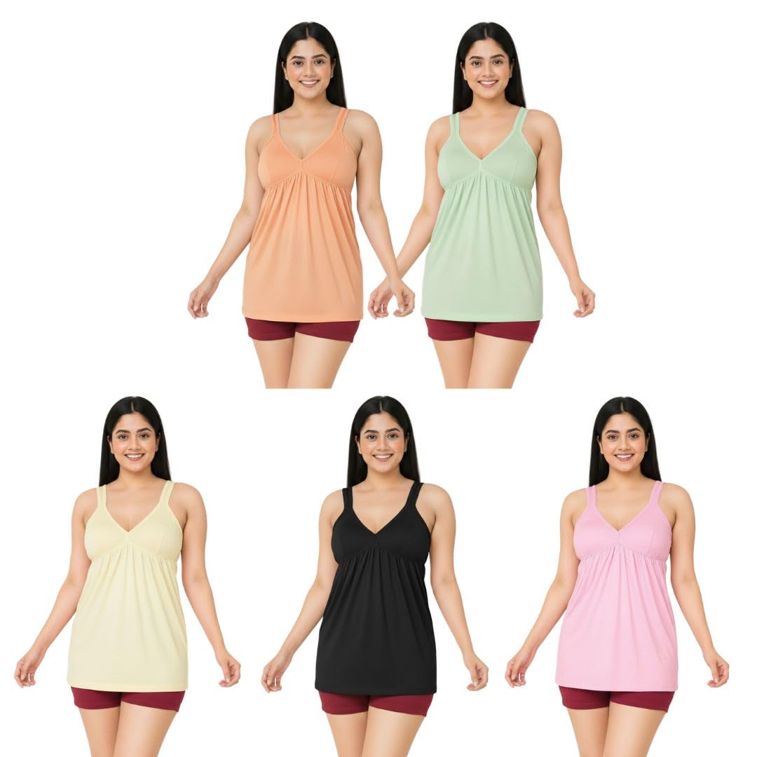 Women Cotton Camisole Innerwear Combo – 100% Cotton Jersey Spaghetti Strap Inner Slips | Soft & Breathable Tank Top for Sl... - Review, Price and Buying Guide