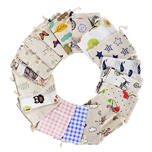 YouFia Lot de 25 sacs en tissu - Petits sacs cadeau pour mariage - Pochettes à bijoux 10 x 14 cm Cover