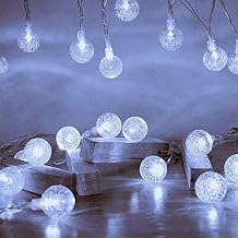 Globe String Lights Battery Operated ,2 Pack 26.2FT 60 LED Cool White Water Proof Crystal Ball Outdoor String Lights with Remote Control for Home, Patio,Party, Christmas, Garden Decor
