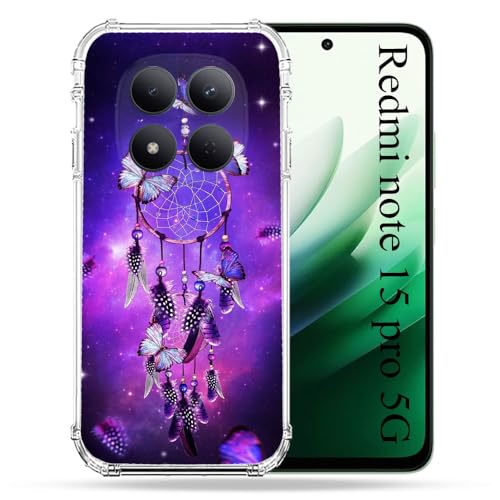Coque Redmi Note 15 Pro 5G antichoc protection bumper motif papillon attrape-rêve