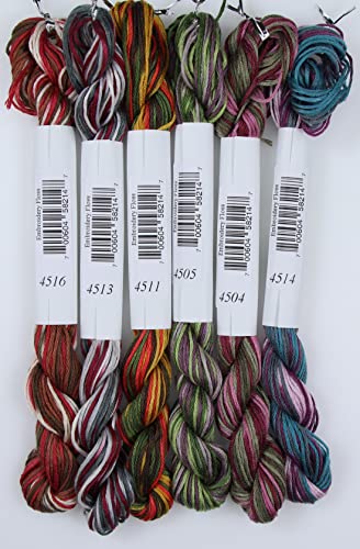 Image of KCS Big skeins of 25 Meters Size 25 Color Variegated Cross Stitch Stranded Threads,6 skeins,09