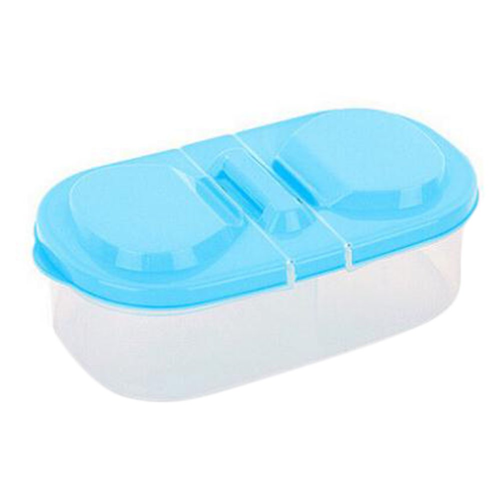Lumanuby 1 Pcs Kitchen Storage Box Storage Plastic Kitchen Multifunctional Double Grid Food Transparent Storage Containers Jars Canister Blue