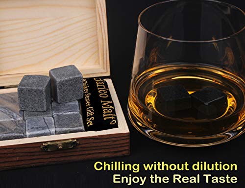Barleo Malt° BLO-US001 Whiskey Stones Gift Set Pack Of 9 Whiskey Rocks In Engraved Wooden Gift Box, For Dad/Whisky/Bourbon Drinker thumb #1