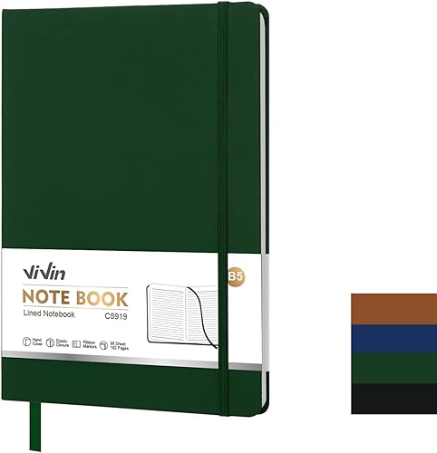 Miniatura 13 de ViVin B5 Cuaderno rayado para el trabajo, cuaderno de tapa dura de cuero de 6.9"x9.8", cuaderno rayado profesional de 192 páginas para oficina