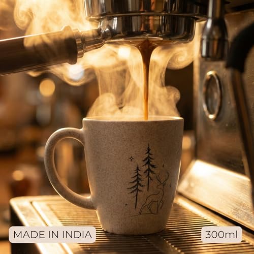 Image of Mahaware Ecohome Coffee Mug Set of 2, 300 ml, Biocomposite Rice Husk & Bamboo Fibers, Microwave Safe Coffee Cup, Matte Finish Reusable Mugs, Rakhi Gift for Brother & Sister, Rakshabandhan Gift