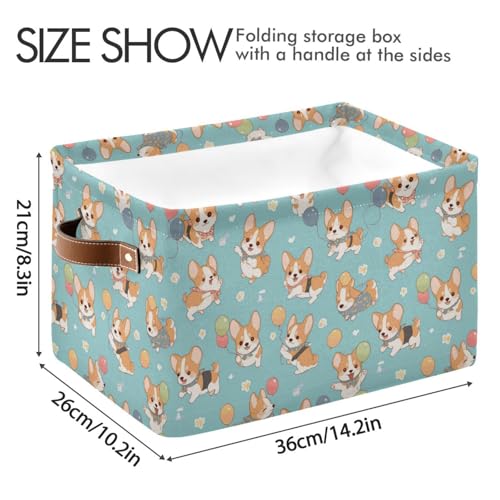 Image of Aslsiy Storage Basket Corgi Dogs Puppies (3) Nursery Bins Baby Canvas Box Clothes Shelf Basket Laundry Hampers 2 Pcs
