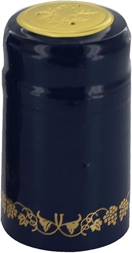 Miniatura 2 de Cápsulas termorretráctiles de PVC para botellas de vino, 100 unidades (azul con oro)