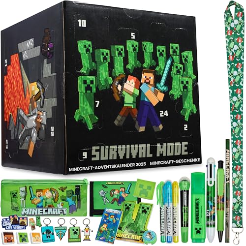 Minecraft Adventskalender 2026 Kinder Jungen, 24 Überraschungen