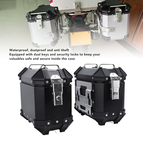 Alforja Lateral para Motocicleta de Aleación de Aluminio, Caja Dura con Cerradura de Seguridad y Asa para Casco, Capacidad 18 L (Negro) miniatura 5