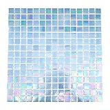 URBN Contemporary Light Sky Blue Iridescent Glass Mosaic Tile for Kitchen and Bath - One Box of 20 S
