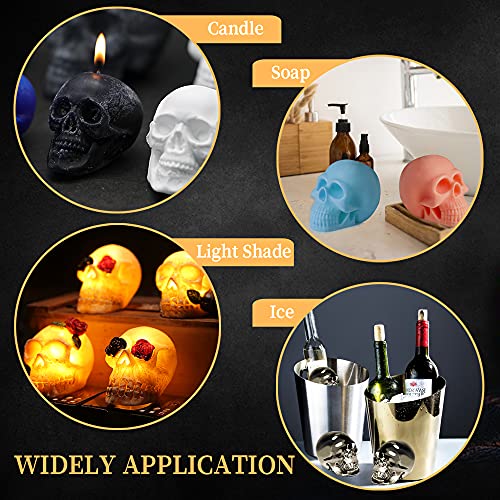 2Pcs 3D Skull Resin Candle Mold Set Silicone Skull Shape Molds For Aromatherapy Candle Soap Making Epoxy Mould Resin Casting Art Crafts Halloween Party Supplies Home Decor #TOP4