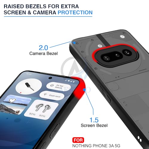 Image of AESTMO Nothing Phone 3A 5G Back Cover | 360 Protection | Matte Frosted Hard Back Translucent | Bumper Case for Nothing Phone 3A 5G (Smoke Black Matte PC+Black TPU Bumber)