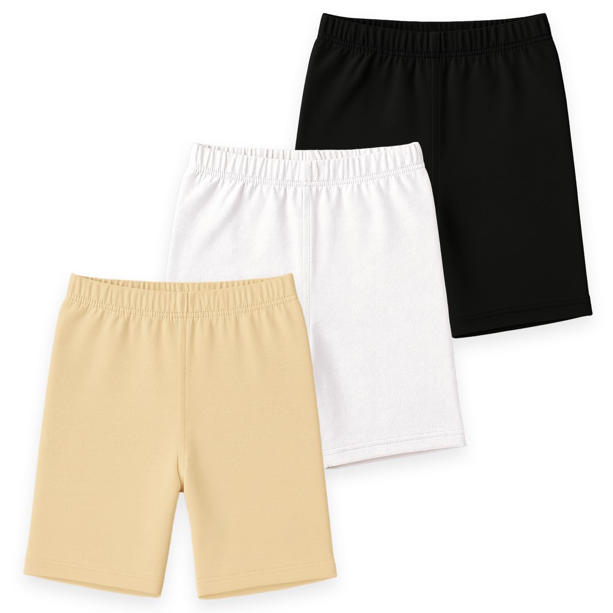 Kuchipoo Girls 100% Cotton Cycling Shorts | Soft & Stretchable Inner Safety Shorts for Under Skirts & Dresses | Breathable Activewear (Pack of 3)
