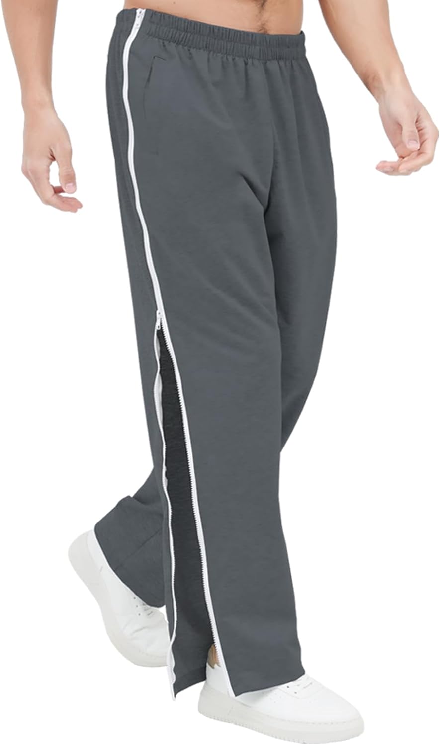 Mens Post Surgery Tearway Pants 2 Side Zippers Basketball Pants Sweatpants - Image 6