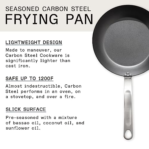 Made In Cookware - 2 Piece (Includes 10",12") Seasoned Blue Carbon Steel Frying Pan - (Like Cast Iron, But Better) - Professional Cookware Sweden - Induction Compatible #TOP1