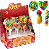Carnival Lollipops Rainbow Twist, Swirls, and Round Unicorn Party Favors - Individually Wrapped Rainbow Candy Suckers Great for Birthday Parties, Unicorn Pinata, 12 Count