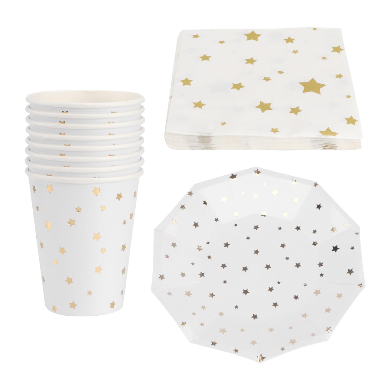 NUOLUX 36pcs Party Supplies Plates, Star Cups, Foil Stars Napkins, Wedding Bridal Shower Engagement Christmas Birthday Party Decorations(Golden Foil Stars) 1