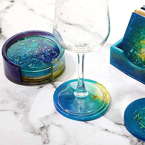 Image of Jubilant Coaster Resin Molds, 12 Pieces Coaster Silicone Molds with Storage Box Mold for Epoxy Resin DIY Cups Mats