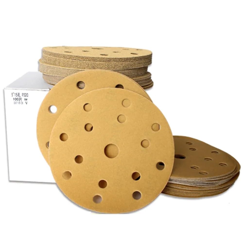 Discos de lijado con gancho y bucle de 6 pulgadas - Juego de papel de lija de 150 mm, 100 piezas con 15 orificios, grano 80-600(180grit)