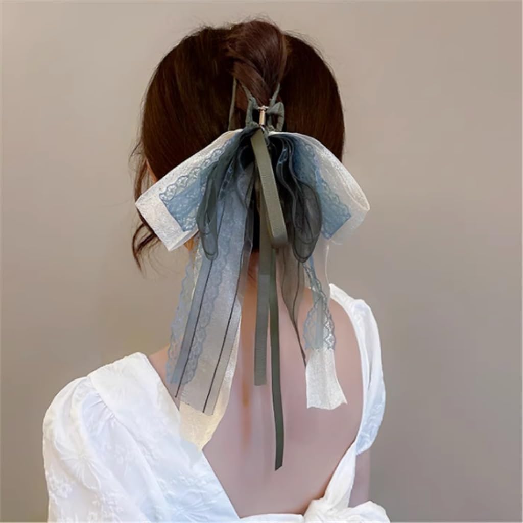 Super fairy temperament ribbon hair clips female back of the shark clip grip ancient wind band headdresses