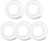 STAR-SPANGLED 5-Pack Mini Push Tap Lights - 2.8" Touch LED Puck Lamps, Battery-Powered Under Cabinet Closet Kitchen Lights, Warm White Soft Glow
