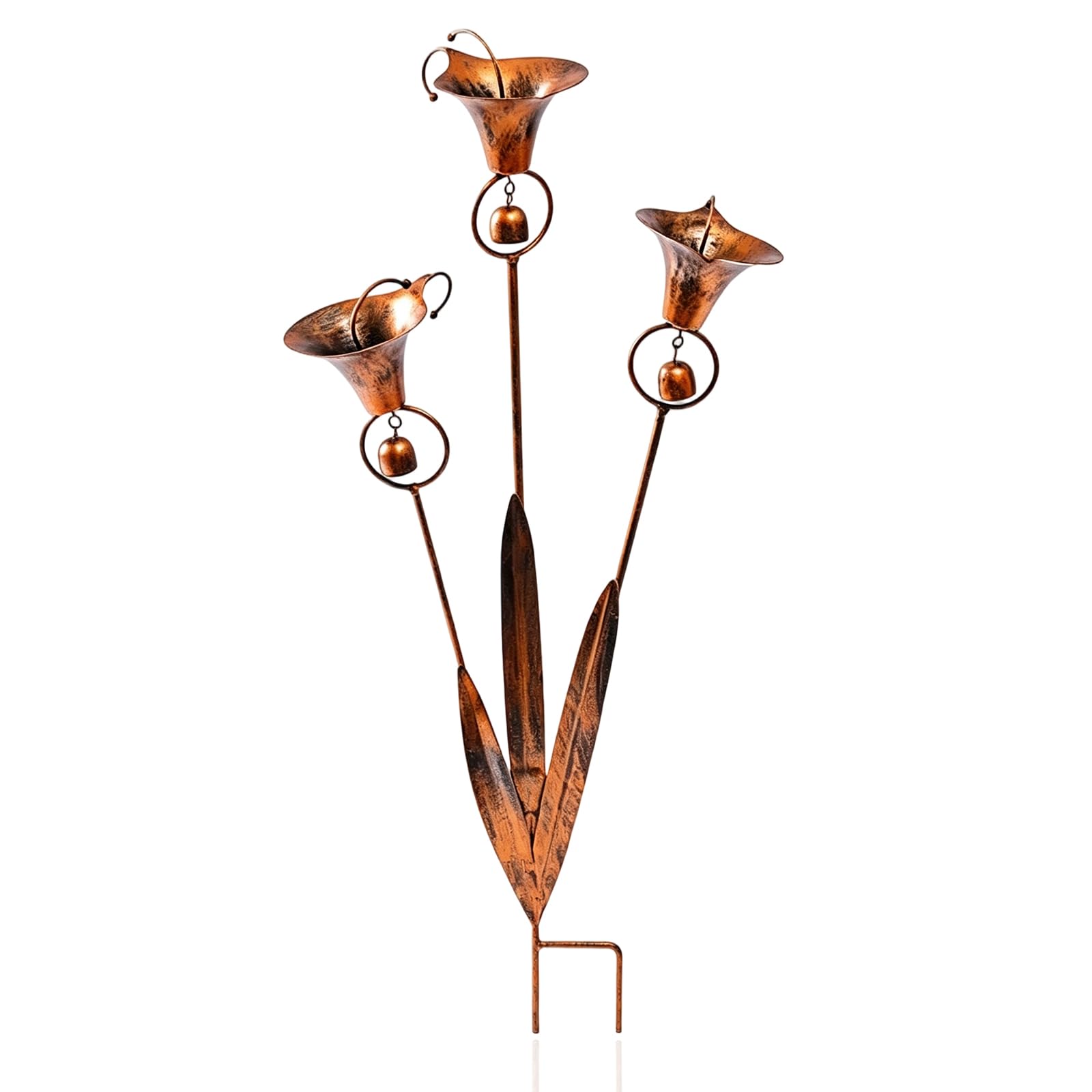 Elovara Flamed Three Calla Lilies Garden Stake with Bells Garden Ornaments