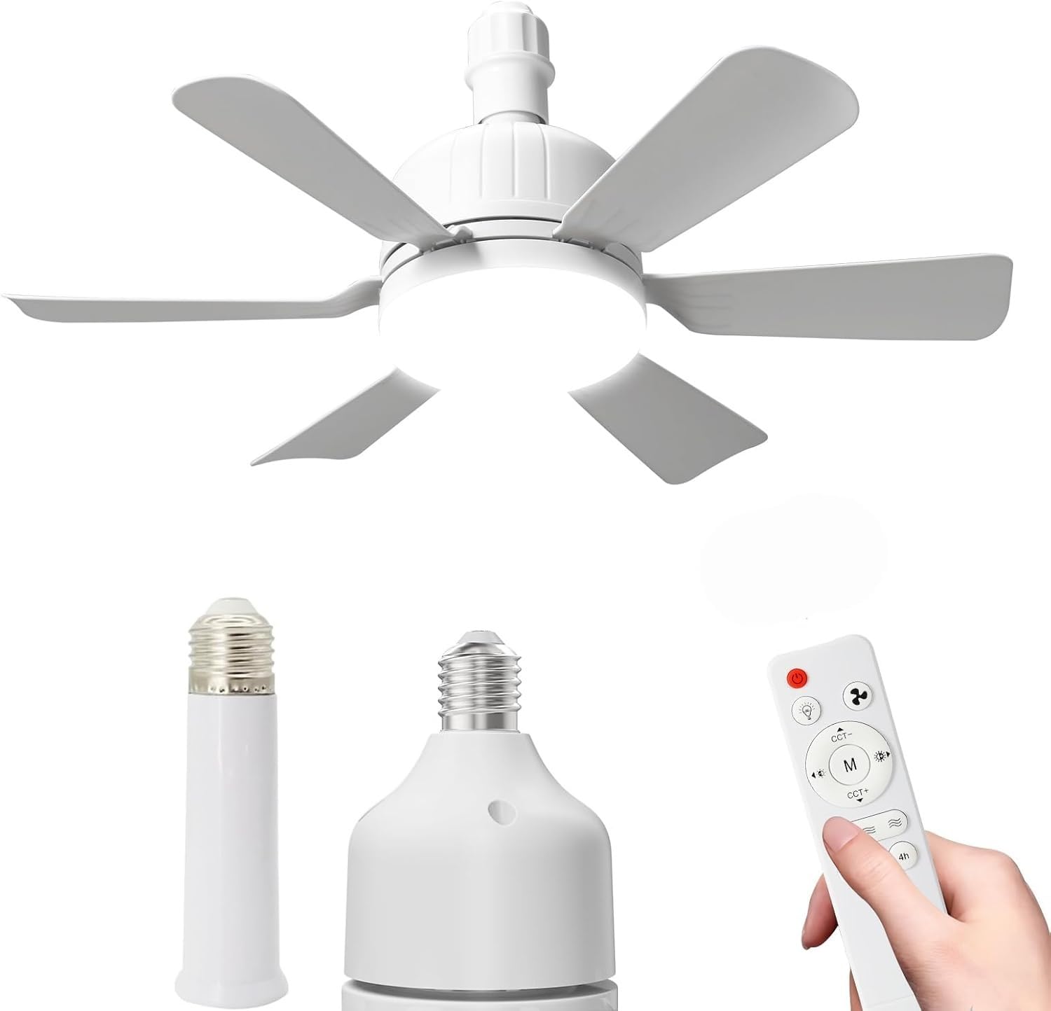 E27/B22 Ceiling Fans with Lights, 52cm 40W LED Dimmable Ceiling Fan with Remote, 2/4H Timer, 3 Speeds 3 Color, Bulb Bayonet Fitting, Quiet Ceiling Fan for Bedroom, Living Room, Kitchen (E27)