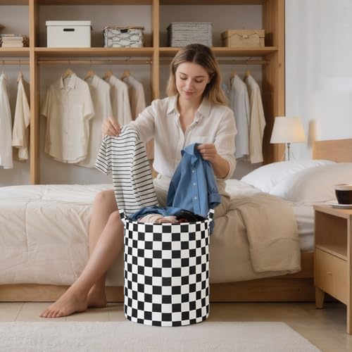 AUAUY Wäschekorb Lagerung Sorter, Wäschekorb Faltbar, Wasserdichte Runde Baumwolle Leinen für Schlafzimmer Lagerung Baby Kleidung Spielzeug Wohnzimmer, Wäsche (40 x 50 cm)