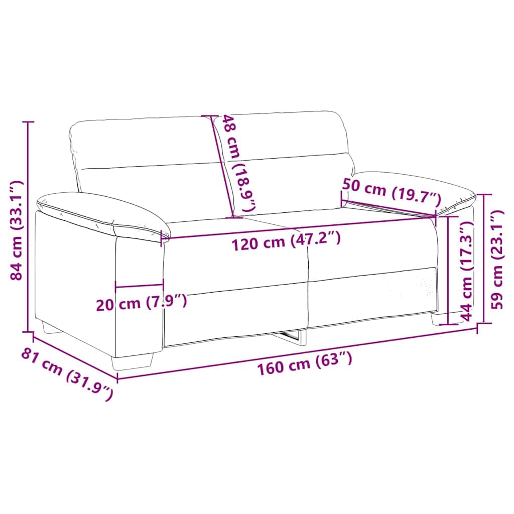 Sofa 2-osobowa, kremowa, 160 x 81 x 84 cm, materiał do salonu, lounge, ławka do siedzenia z podłokietnikami i oparciem, do pokoju gościnnego, biura i salonu
