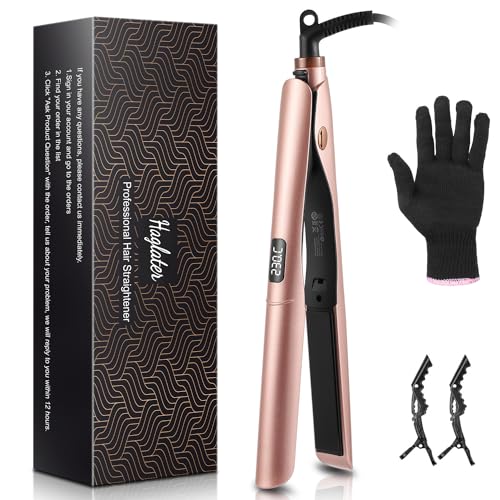 Haglater Hair Straighteners for Women 2 in 1 Hair Straightener and Curler Ceramic Plates Flat Iron with Adjustable Temperature LCD Display Straightening Styling Tool for Long Hair
