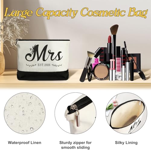 Image of Mrs 2026 Bride Canvas Tote Bag,Bridal Shower Gift,Bachelorette Party Favors | Large Capacity,Easy to Clean and Reusable, Waterproof Coating, Bride to be Gift Bag, Bride Gifts for Wedding Day, Mrs Bag