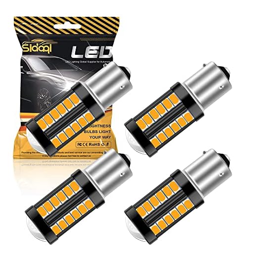 Sidaqi 1156 BAU15S PY21W 7507 1056 5009 Bombillas LED 5630 33SMD Ámbar 900LM Reemplazar por luz de señal de giro delantera y trasera 12-30V 3.6W (paquete de 4)