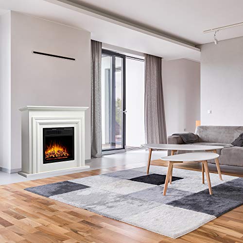 Antarctic Star 36'' Electric Fireplace With Mantel Package Freestanding Fireplace Heater Corner Firebox With Log & Remote Control, Adjustable Flame 750-1500W, Off-White #TOP6
