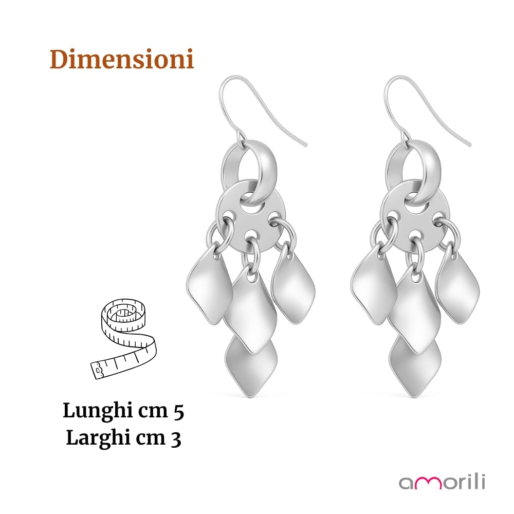 Orecchini Donna Pendenti a Petali in Acciaio Inox – Leggeri ed Eleganti, Antiallergici, Design Floreale, Idea Regalo per Donna e Ragazza occ0209b